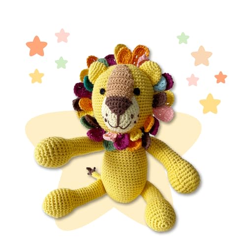 Lion au crochet fait main doudou amigurumi d'exception pour bébé