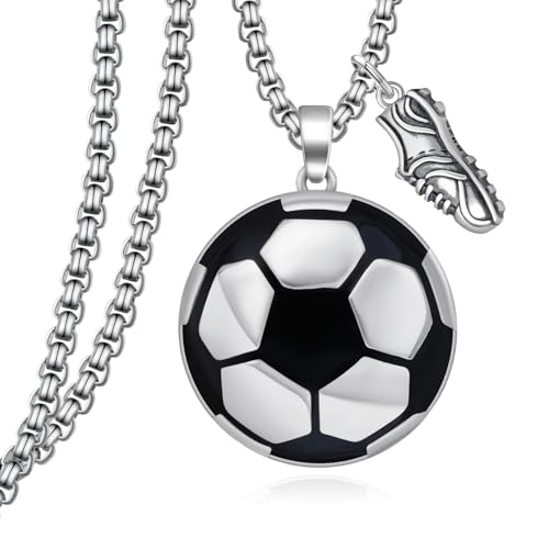 Daixiya 925 Silver Soccer Pendant Necklace for Men & Women