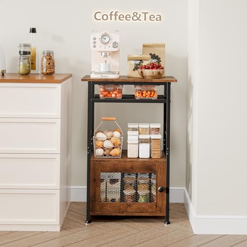 Isyunen Coffee Bar Station,3-Tier Coffee Stand with Storage,Corner Coffee Bar Cabinet for Small Spaces,Bakers Rack for Kitchen, Living Room,19.7”D*12.6”W*32.3”H - Image 3