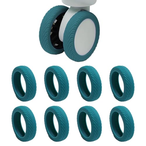 8 Pcs Silicone Luggage Wheel Covers, Wear-Resistant Anti Noise Protective Covers, Soft Durable Suitcase Protectors for Spinner Wheels (Blue)