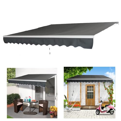 ACXIN Auvent en aluminium 3 m x 2,5 m - Protection solaire à bras pliable - Auvent à cassette - Auvent de balcon avec manivelle - Étanche - Gris foncé