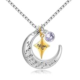 POWER WING June Birthstone Necklace Birthday Gifts for Mother Mom Necklaces with Moon and Star Ideal Jewelry Gifts for Women