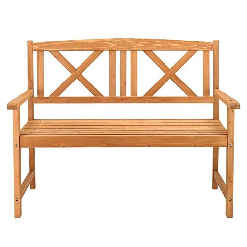 Piler Outdoor Garden Bench, 46-Inch Folding Fir Wood Bench with