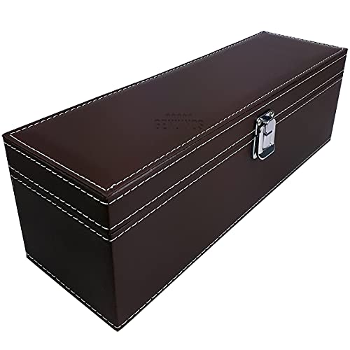 Maleta Porta Vinho Couro Pu Executiva Com 4 Acessórios Cor Marrom