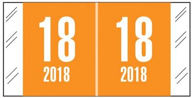 AMZfiling 2018 Year Label (Orange)- Col'R'Tab Compatible, Polylaminated, 500/Roll