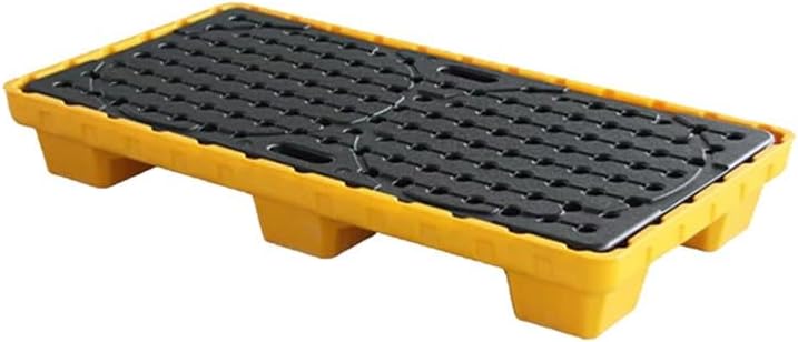 Modular Spill Containment Platform Stackable Grating Tray, Oil Drum Capacity Pallet with Drain, Industrial Safety Solution for Factory Garage & Kitchen,Yellow-1pcs-49.2x25.6x5.9IN