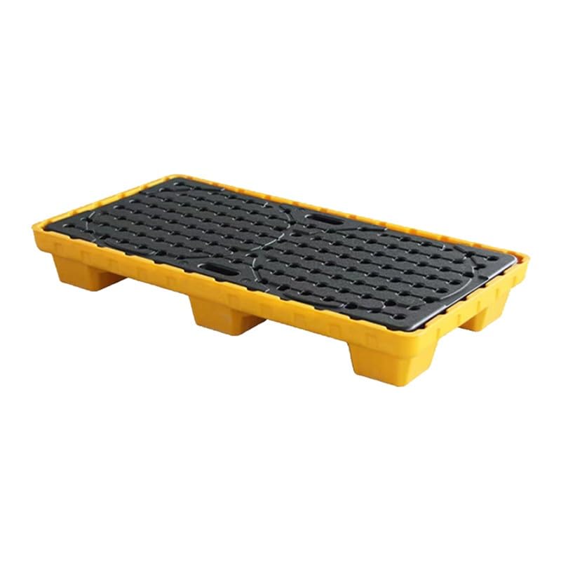 XBTGS Plataforma modular de contención de derrames apilable para paleta de capacidad de tambor de aceite con drenaje, solución de seguridad industrial para garaje de fábrica y kit, amarillo, 2