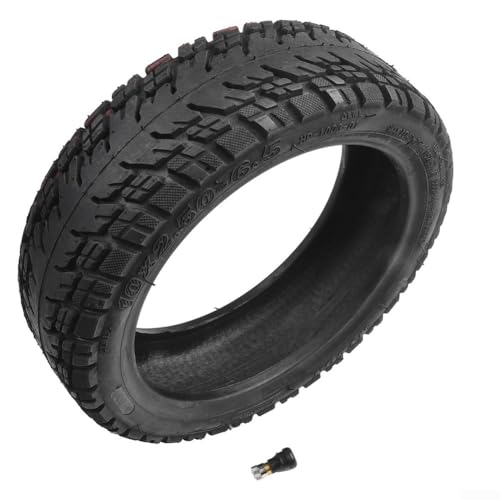 10 Zoll 255x70 Tubeless-Reifen 10x2.50-6.5 Offroad-Reifen Passend Offroad-Reifen Für Elektroroller,schwarz, Gummi + Metallmaterial,Reifen+Düse(Tire+nozzle)