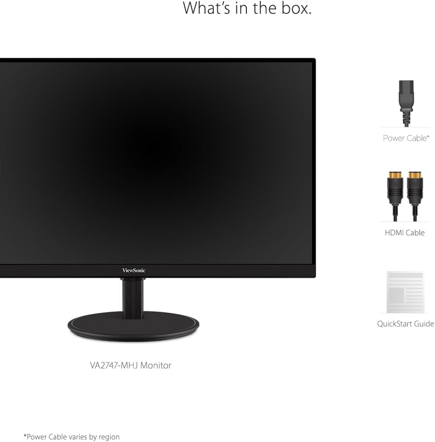 ViewSonic VA2747-MHJ 27 Inch Full HD 1080p Monitor with Advanced Ergonomics, FreeSync, 100Hz, Ultra-Thin Bezel, Eye Care, HDMI, VGA Inputs for Home and Office