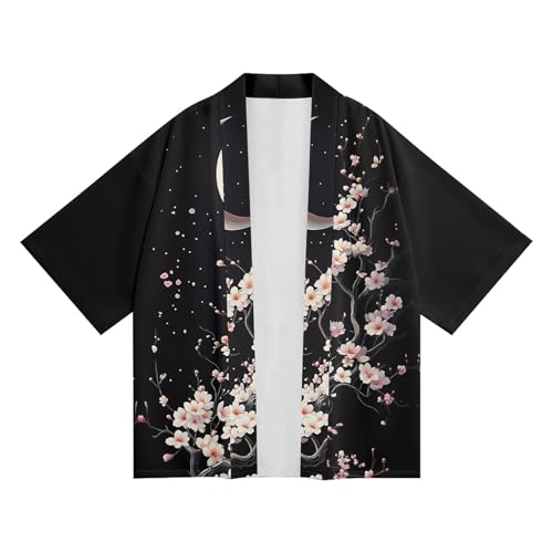 Image of LAI MENG FIVE CATS Women's Floral Print Loose Blouse Japanese Kimono Tops | Puff Sleeve,Cover up Top,Casual Cute Tops,Summer Cardigans 2026