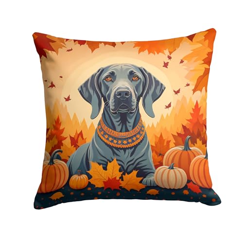 Caroline's Treasures DAC1078PW1818 Weimaraner Fall Fabric Decorative Pillow Machine Washable, Indoor Outdoor Decorative Pillow for Couch, Bed or Patio, 18Hx18W