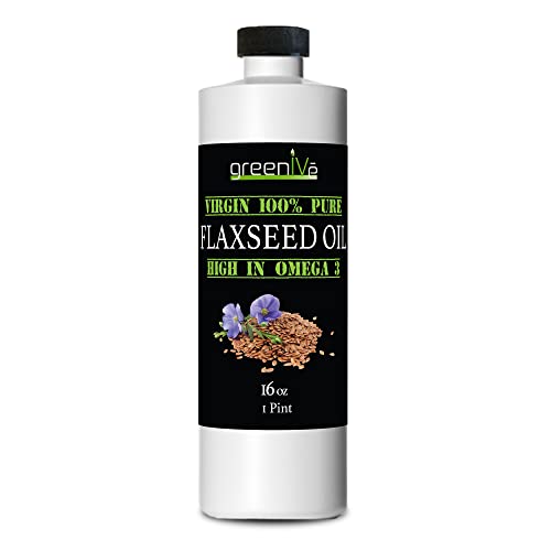 Greenive Flax Seed Oil 100% Pure Cold Pressed High Omegas Exclusively On Amazon (16 Fl Oz) #TOP1