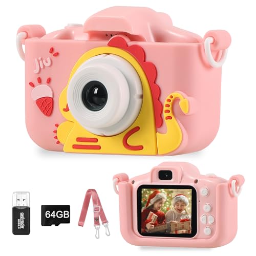 Upgrade Dinosaur Kids Camera, Toys for Boys Girls Age 3-9, HD Children Digital Video Cameras for Toddler with Cartoon Soft Silicone Cover, Portable Toy for Kids 3 4 5 6 7 8 9