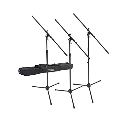 On-Stage Msp77033 Euroboom Microphone Stands With Travel Bag, 3 Pack #TOP4