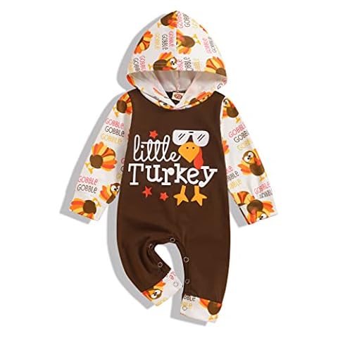 Baby Boy Thanksgiving Outfits Little Turkey Letter Print Hoodie Romper Bodysuit Baby Boy Thanksgiving Clothes Set Cover