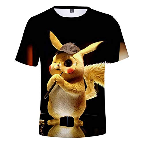 CIZEU Pikachu T-Shirt Bébé Enfant 3D Impression à Manches Courtes Film Détective Pikachu Costume ?Loupe 150