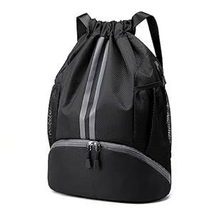 Hoedia Sports Drawstring Backpack – String Swim Gym Bag with Shoes Compartment and Wet Proof Pocket for Women&Men