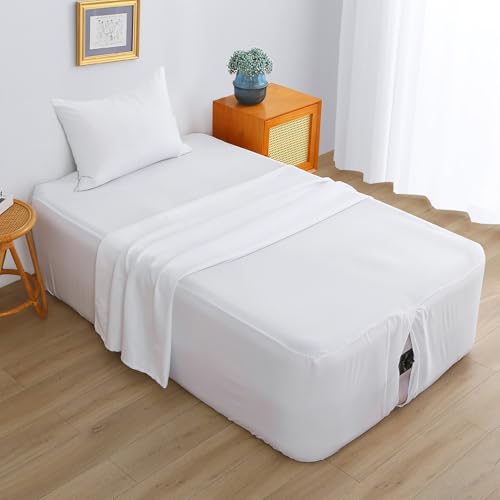 Air Mattress Sheet Set for 16-24 Inch Air Beds Twin Size Deep Pocket Fitted Sheet with Inflation Opening Soft & Breathable for Guests Camping RVs Includes Pillowcase Flat Sheet Fitted Sheet White