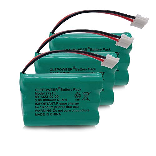 GLEPOWEER 27910 Cordless Phone Battery Compatible with 89-1323-00-00 E1112 E2801 TL72108 SD-7501 23-959 Cordless Handsets(3 Pack)