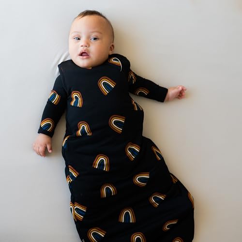 Image of KYTE BABY Unisex Rayon Made from Bamboo Sleep Bag for Babies and Toddlers, 1.0 Tog (Small, Rust Rainbow on Midnight)