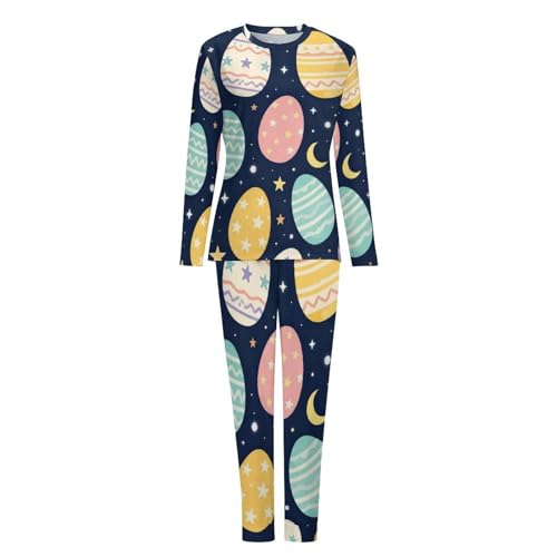 Image of Womens Pajamas Sets 2 Piece Long Sleeve Lounge Set Loose Pants Pj Sets Loungewear with Pockets