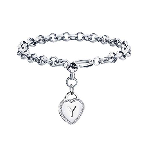 Image of CaleesLLC Letter A to Z Initial Charm Bracelet Adjustable Stainless Steel Anklet Personalized Wrist Link for Women