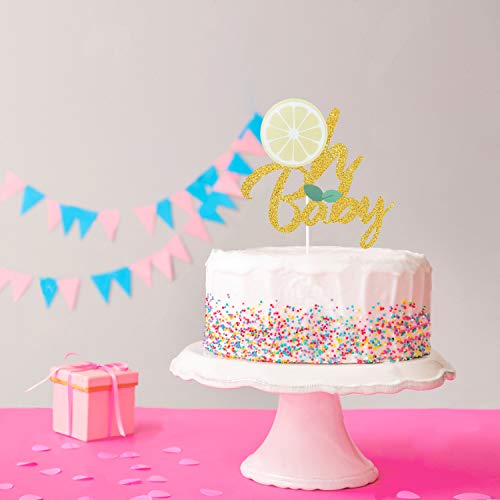 Lemon Oh Baby Cake Topper Gold Glitter Fruit Theme Cake Decor For New Baby Shower Pregnancy Announcement Party Decoration Supplies #TOP3