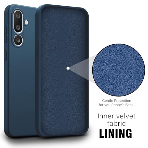 Image of WOW IMAGINE Back Cover for Samsung Galaxy M56 5G | Galaxy F56 5G | Ultra Slim Soft Rubberised Case | Inner Velvet Fabric | Matte Silicone Flexible Mobile Case | Camera Protection - Blue