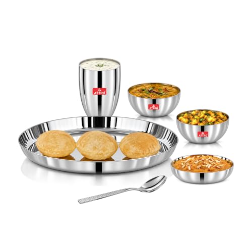 ATTRO Royal 18 Gauge Premium Heavy Dinner Set, Stainless Steel 6-Piece Set