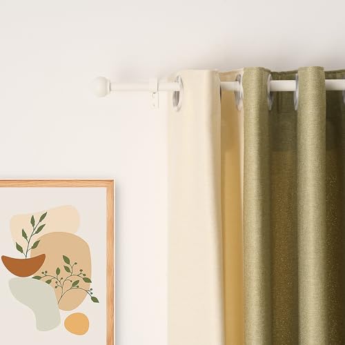 3/4 Standard Decorative Adjustable Curtain Rod,Heavy Duty Curtain Rods Set for Windows,30 To 80 Inch, White