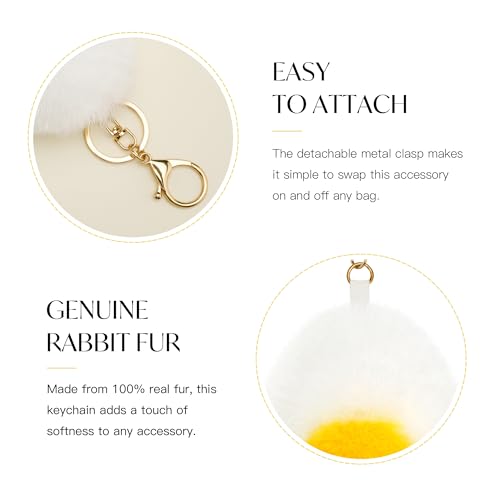 Stelle Egg Keychain Food Pom Pom Bag Charms Fluffy Cute Keychains Purse Backpack Accessories Gifts for Girls/Women(Hard Boil) — view 4