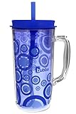 Bubba Envy Travel Thermal Mug, 48 Ounces - Double Wall Insulated with Straw - Keep All Your Favorite Cold Drinks at Your Side - Sweat Resistant, Ideal For Travel - Serenity with Blue Bubbles Graphic