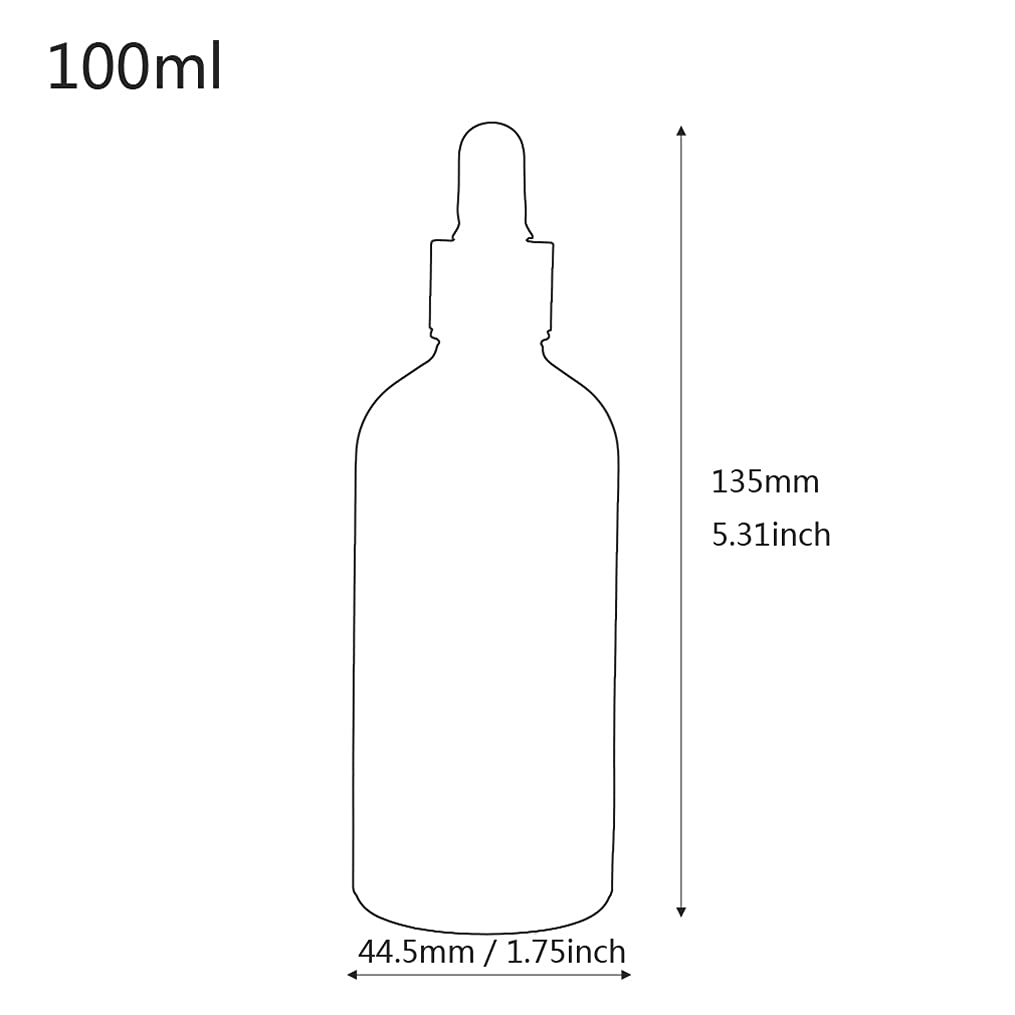 12 Pieza,Botella de Aceite Esencial Negro brillante de 100 Ml, Fácil de Llenar, Botellas de Cristal con anillo de Negro y pipeta,para Aceite Esencial, Masaje,Fragancia, Aromaterapia
