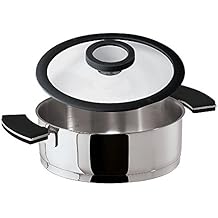 Sambonet 12 OClock Grey Saucepan Low 2 Handles with Lid, Stainless Steel, Grey, 28 cm