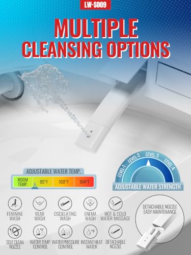 Inodoro inteligente LW con bidet integrado, escudo de espuma, tapa automática, descarga automática, operación con el pie, tanque incorporado, descarga asistida por bomba, asiento calefactado, lavado con agua tibia y secador miniatura 6