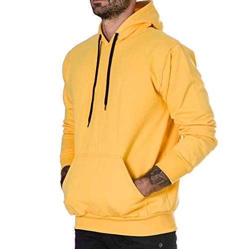 Moletom Amarelo Dexshoes Masculino fechado e com bolso canguru