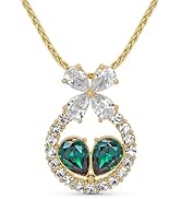 Emerald Heart Pendant Necklace for Women, Christmas, Valentines, Anniversary, Birthday Gift