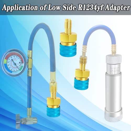 Boltigen R1234Yf Low Side Quick Coupler，R1234Yf To R134A Ac Charging Hose Adapter Fitting Connector For Car Air-Conditioning (Gold) #TOP4