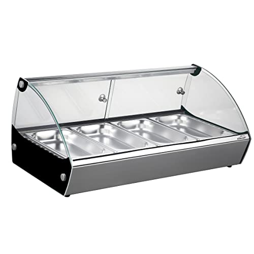 Lacor - 69602 - Vitrina Térmica, Expositor de Alimentos, Cristal y Acero Inoxidable, 500 W, Capacidad: 4xGN 1/3, Termostato Regulable: 30ºC - 90ºC