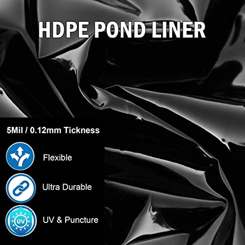 Fish Pond Liner 9.8X26Ft 13X19.7Ft 23X29.5Ft 29.5X32.8Ft Hdpe Heavy Duty Pond Liners, Black Garden Pool Membrane Tarp For Koi Ponds, Waterfall, Stream, Fountains And Water Gardens ( Size : 7X9M(23X29. #TOP2