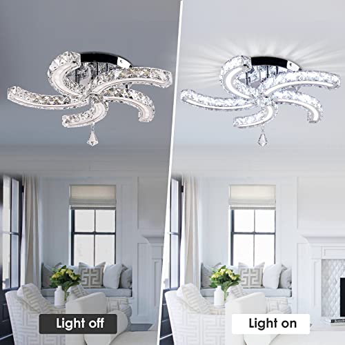 Cainjiazh Modern Crystal Chandeliers Acrylic Crystal Led Ceiling Light Fixtures Arm Pendant Lighting Stainless Steel Ceiling Lamp Hanging Lights For Living Room Dining Room Bedroom (Cold White) #TOP4