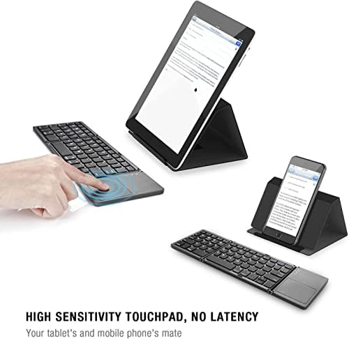 Foldable Bluetooth Keyboard, Pocket Size Portable Mini BT Wireless Keyboard with Touchpad for Android, Windows, PC, Tablet