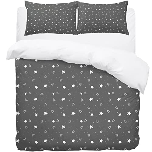 Housse de couette douce étoiles parure de lit 3 pièces finitions soignées - 2