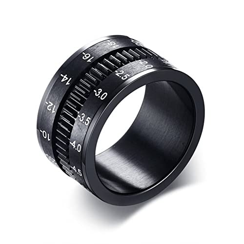 Image of Banemi Jewelry for Men, Men Rings Black Stainless Steel Rotatable Men Gifts for Anniversary Boyfriend Size T 1/2