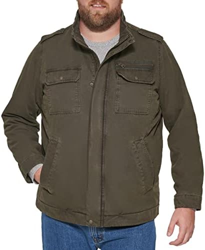 Levi's mens Washed Military Cotton Lightweight Jacket, Olive, Large US