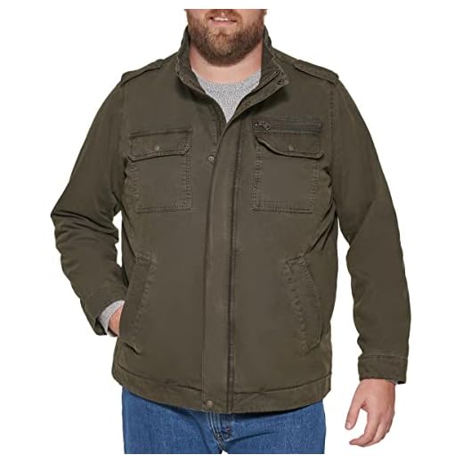 Levi's mens Washed Military Cotton Lightweight Jacket, Olive, Large US