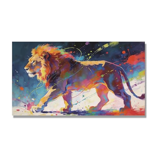 Tableau Lion Abstrait Moderne : toile déco murale contemporaine A117 30x54