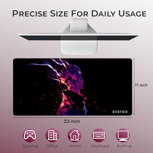 Image of BESTOR Anime Design Gaming Mouse pad with Anti-fray Stitching, Waterproof Surface & Non-Slip Rubber Base Gaming Mouse Mat for Laptop (60cmx34cm)