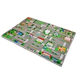 STADT DESIGN FÜR KREATIVES SPIELEN: Der Spielteppich bringt mit seinem detailreichen Stadt Design lebendige Fantasie ins Kinderzimmer und fördert kreatives Spielen.