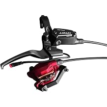 Universal Front Rear Integrated Hydraulic Brake Set for E-Bikes & R19, ED Black 2.5-Finger Cut-off Levers with Mirror Holes, Red Calipers for 203mm Rotor, 870mm Front & 1650mm Rear Brake Hose